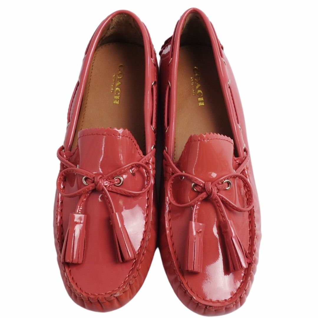 未使用 コーチ COACH ローファー モカシン ドライビングシューズ タッセル パテントレザー シューズ レディース US5.5B EU35.5(22.5cm相当) ピンク