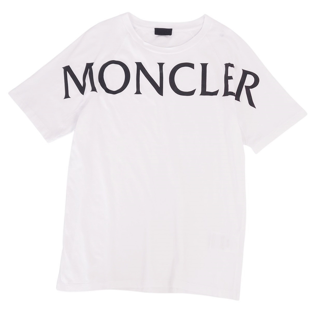 美品 モンクレール MONCLER Tシャツ カットソー 半袖 ショートスリーブ ロゴプリント トップス メンズ S ホワイト