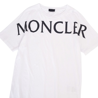 美品 モンクレール MONCLER Tシャツ カットソー 半袖 ショートスリーブ ロゴプリント トップス メンズ S ホワイト