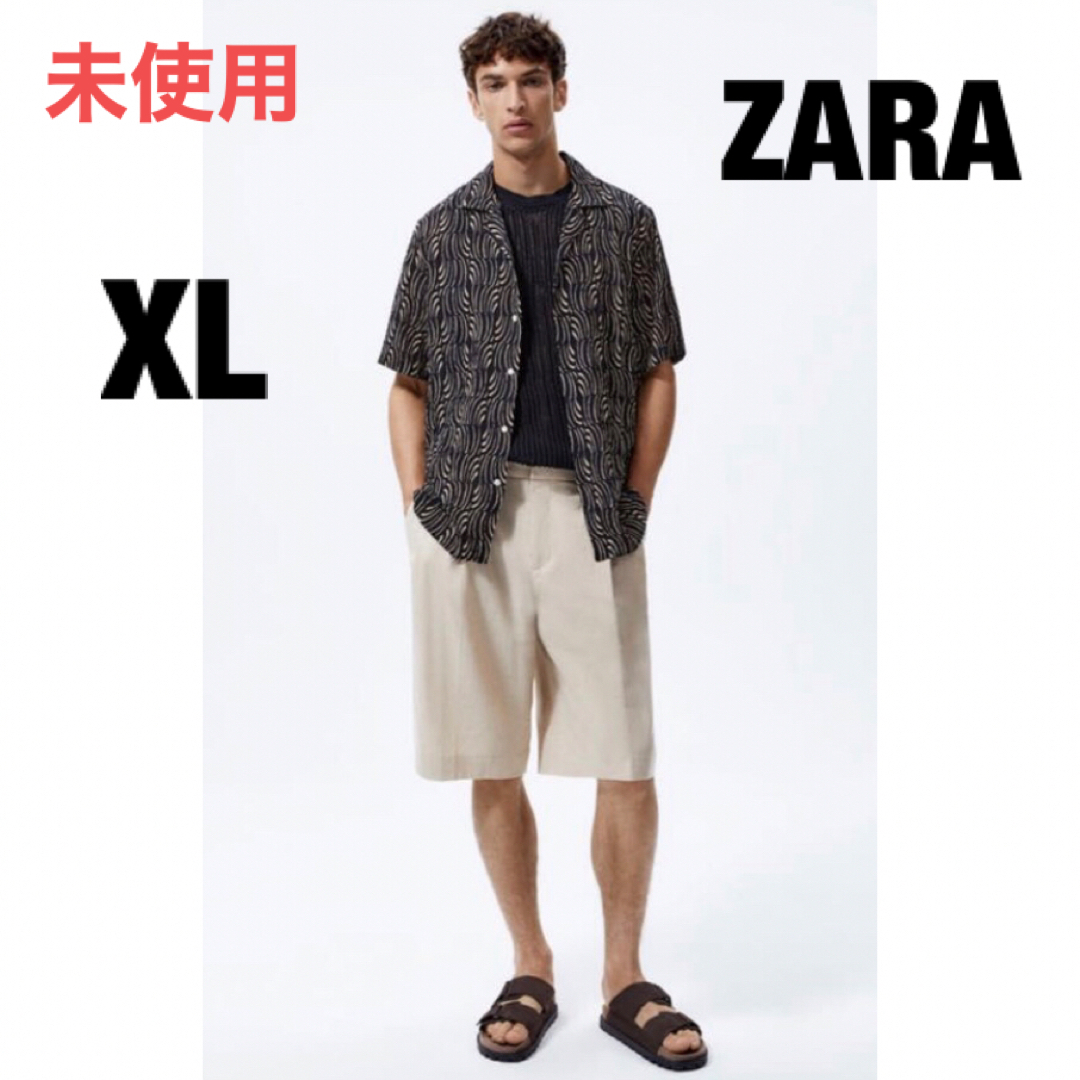 ZARA(ザラ)の未使用　ZARA ザラ　テクスチャーシャツ　XL ブラック メンズのトップス(シャツ)の商品写真