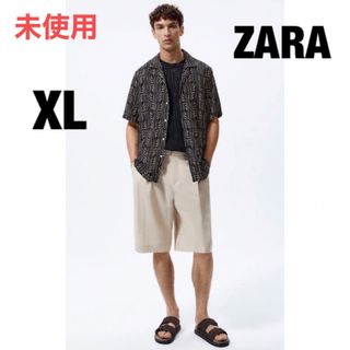 ザラ(ZARA)の未使用　ZARA ザラ　テクスチャーシャツ　XL ブラック(シャツ)