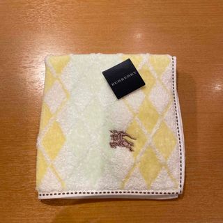 バーバリー(BURBERRY)のバーバリータオルハンカチアーガイルイエロー(ハンカチ)