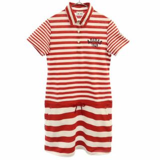 アディダス 半袖 ワンピース ボーダー ゴルフウェア レッド×ホワイト adidas レディース 【中古】 【230622】