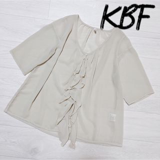 ケービーエフ(KBF)のKBF 胸元 フリル シアー ブラウス シフォン シャツ 五分袖(シャツ/ブラウス(長袖/七分))