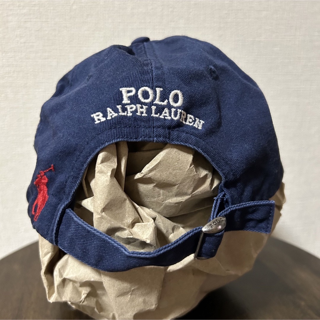 POLO RALPH LAUREN(ポロラルフローレン)のポロラルフローレン 古着キャップ ネイビー×赤刺繍ポニー ワンサイズオンリー メンズの帽子(キャップ)の商品写真