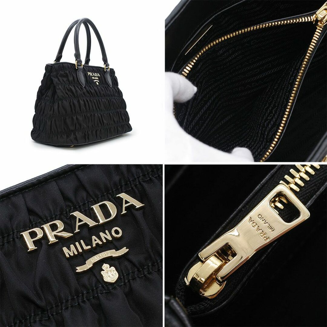 【美品】PRADA ギャザー　ハンドバッグ　ショルダー　2way A4サイズ