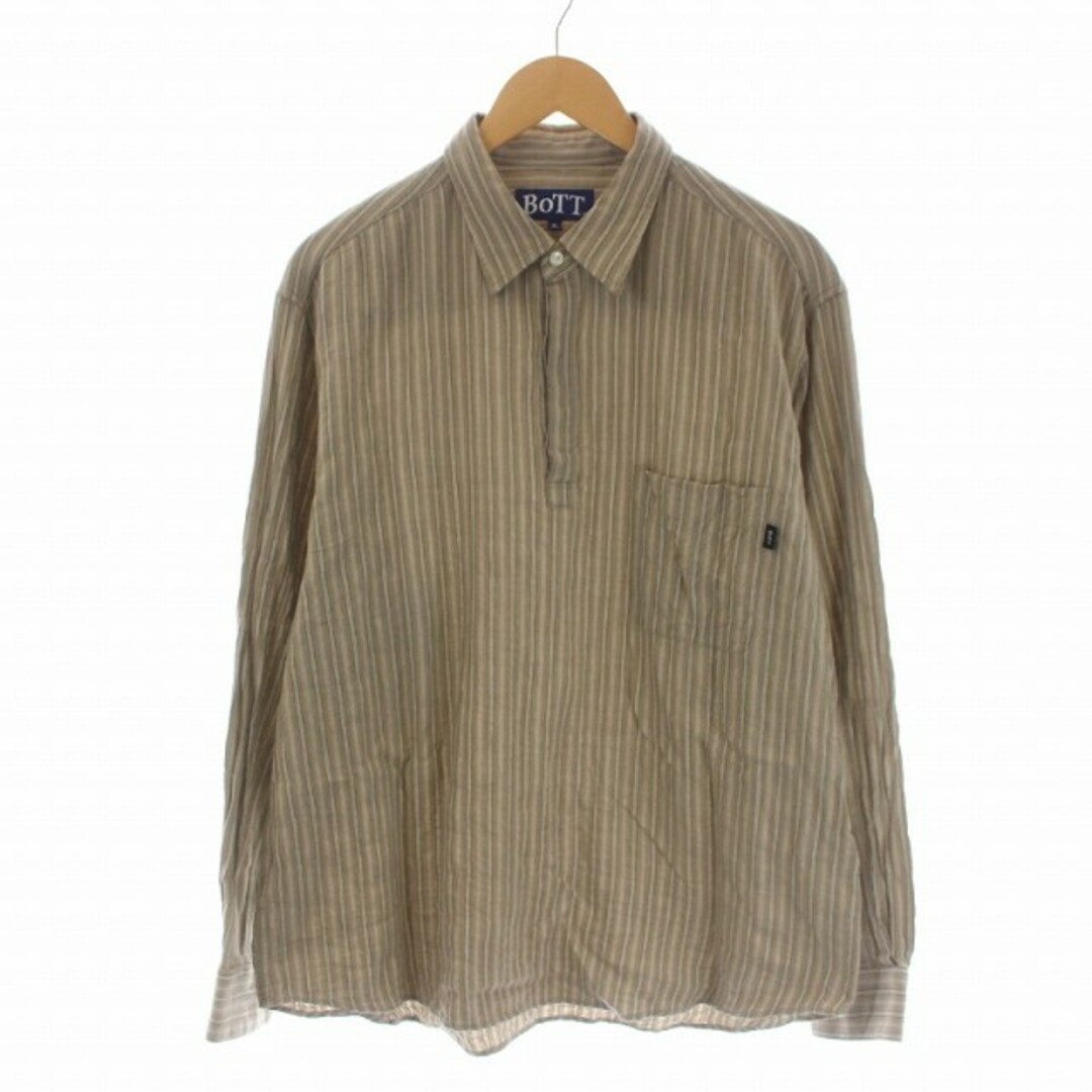 BoTT Stripe Pullover Shirt 長袖 XL ベージュ