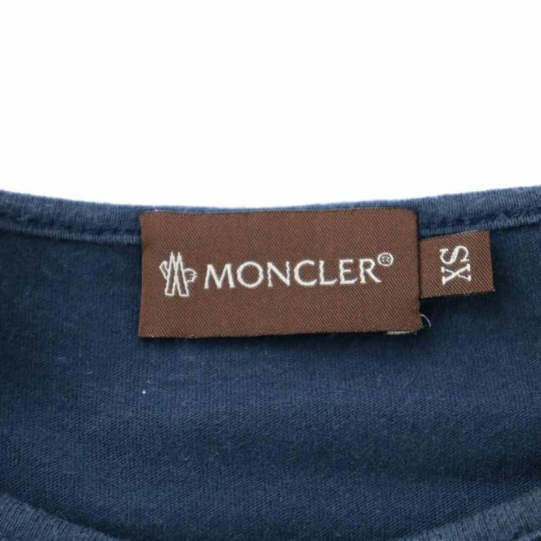 モンクレール Tシャツ カットソー ロゴ刺繍 半袖 XS 紺 ネイビー
