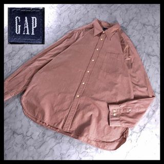 ギャップ(GAP)の00s OLD GAP オールドギャップ ストライプ ビッグシャツ 長袖 赤 茶(シャツ)