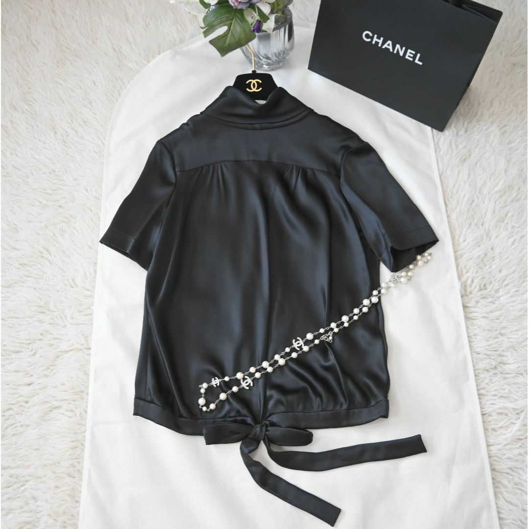 ★CHANEL★美品★シルク★グリポア★ビジュー★リボン★プルオーバー