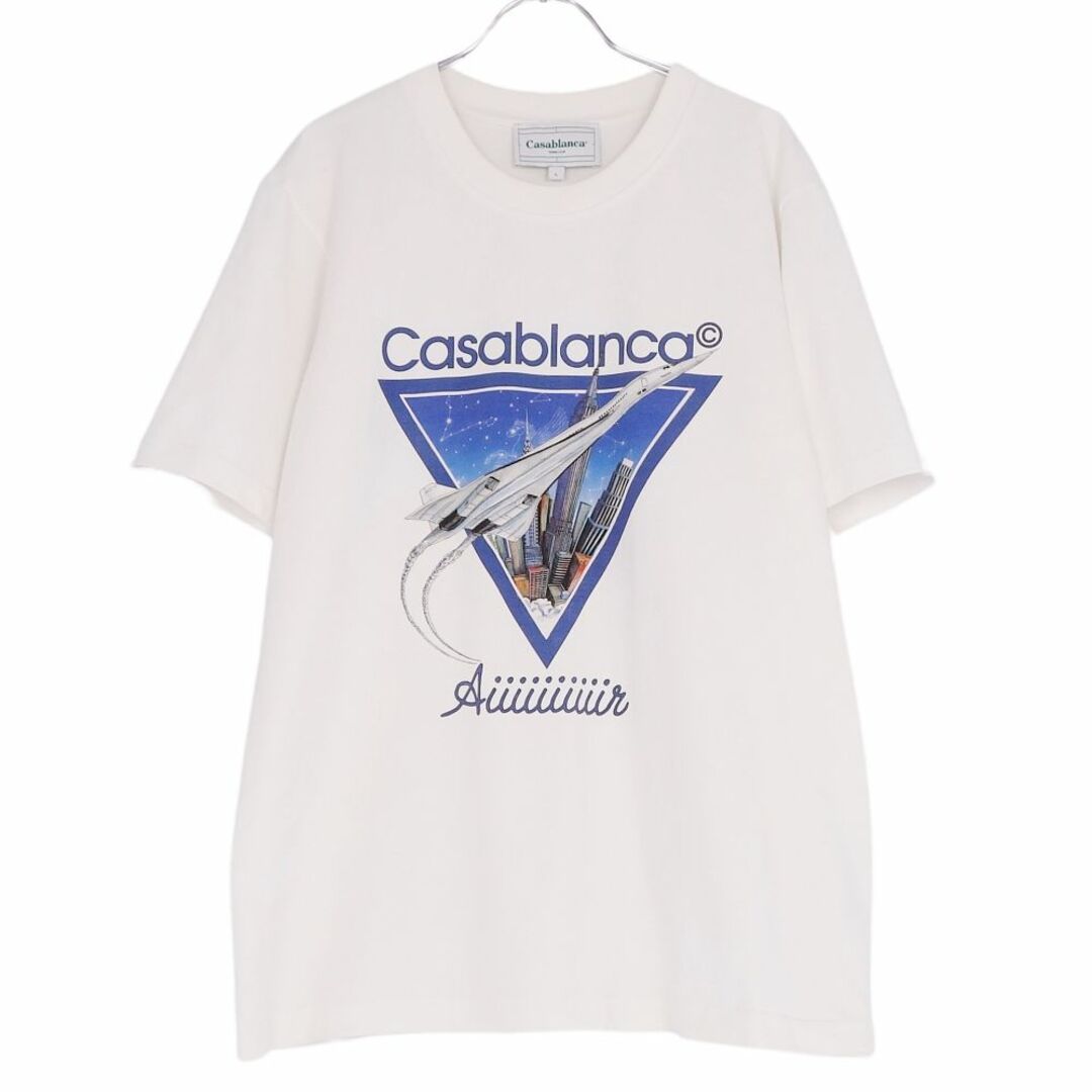 美品 カサブランカ CASABLANCA Tシャツ カットソー ロゴ コットン トップス メンズ L ホワイト