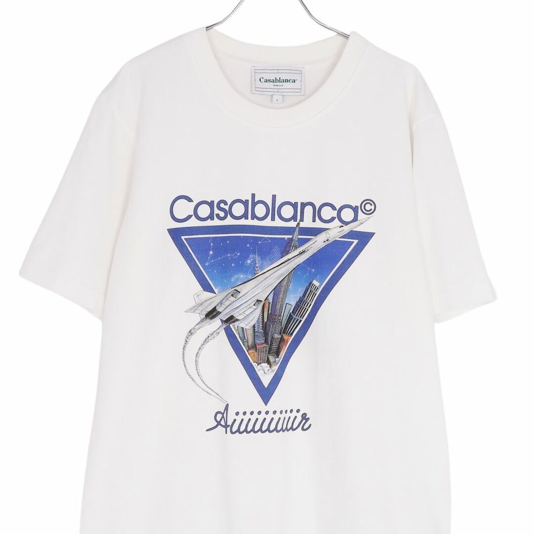 美品 カサブランカ CASABLANCA Tシャツ カットソー ロゴ コットン トップス メンズ L ホワイト