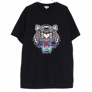 美品 ケンゾー KENZO Tシャツ カットソー タイガー プリント コットン トップス メンズ L ブラック