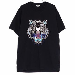 ケンゾー(KENZO)の美品 ケンゾー KENZO Tシャツ カットソー タイガー プリント コットン トップス メンズ L ブラック(Tシャツ/カットソー(半袖/袖なし))