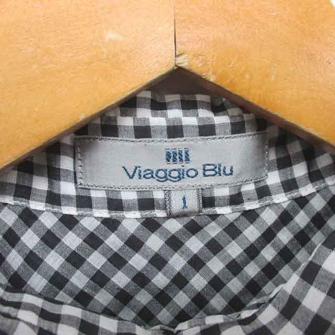VIAGGIO BLU(ビアッジョブルー)のビアッジョブルー シャツ ブラウス チェック 透け感 薄手 七分袖 1 白 黒 レディースのトップス(その他)の商品写真