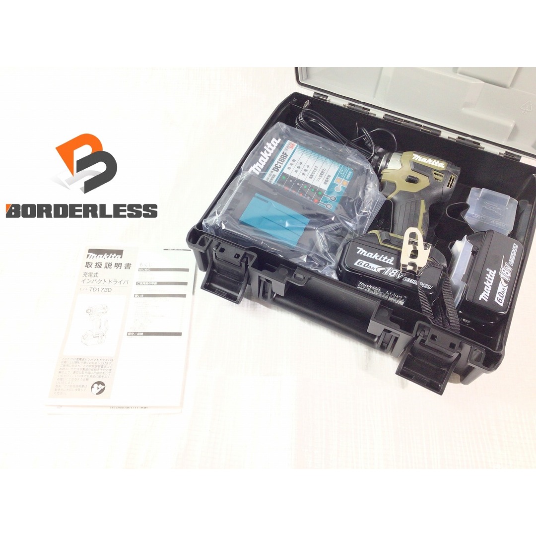 ☆未使用品☆makita マキタ 18V 充電式インパクトドライバ TD173DRGXO オリーブ バッテリー2個(18V 6.0Ah) 充電器 ケース付 73748