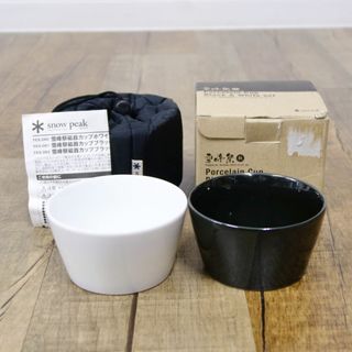 スノーピーク(Snow Peak)の未使用 スノーピーク snowpeak 雪峰祭 磁器カップ ブラック ＆ ホワイトセット Porcelain Cup FES-082 300ml カップ 食器 キャンプ アウトドア(食器)