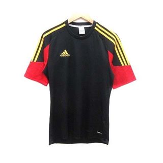 アディダス(adidas)のadidas Tシャツ カットソー 切替 ワンポイント 五分袖 L 黒 赤(その他)