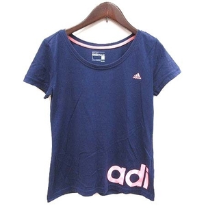 アディダス(adidas)のアディダス スポーツウェア Tシャツ カットソー 半袖 ロゴプリント L 紺(その他)