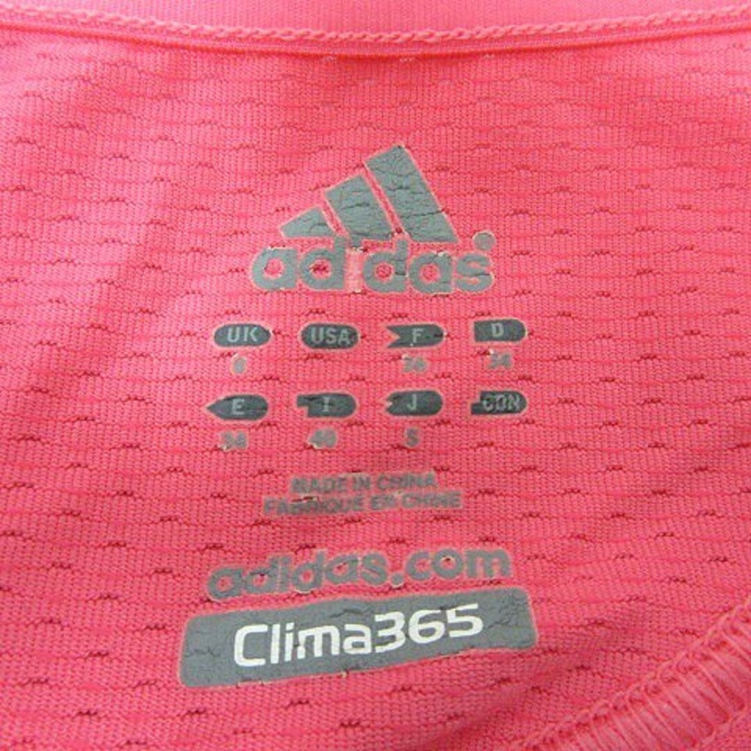 adidas(アディダス)のアディダス カットソー Vネック ライン 半袖 S ピンク 蛍光カラー レディースのトップス(カットソー(半袖/袖なし))の商品写真