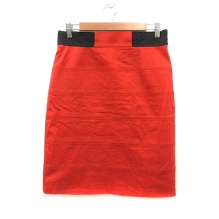アンタイトル(UNTITLED)のアンタイトル タイトスカート ひざ丈 4 赤 レッド 黒 ブラック(ひざ丈スカート)