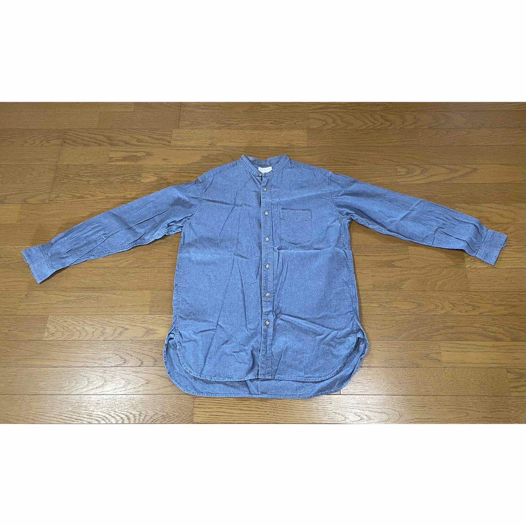 襟なし　シャツ　Lサイズ ブルー　デニム　 メンズのトップス(シャツ)の商品写真