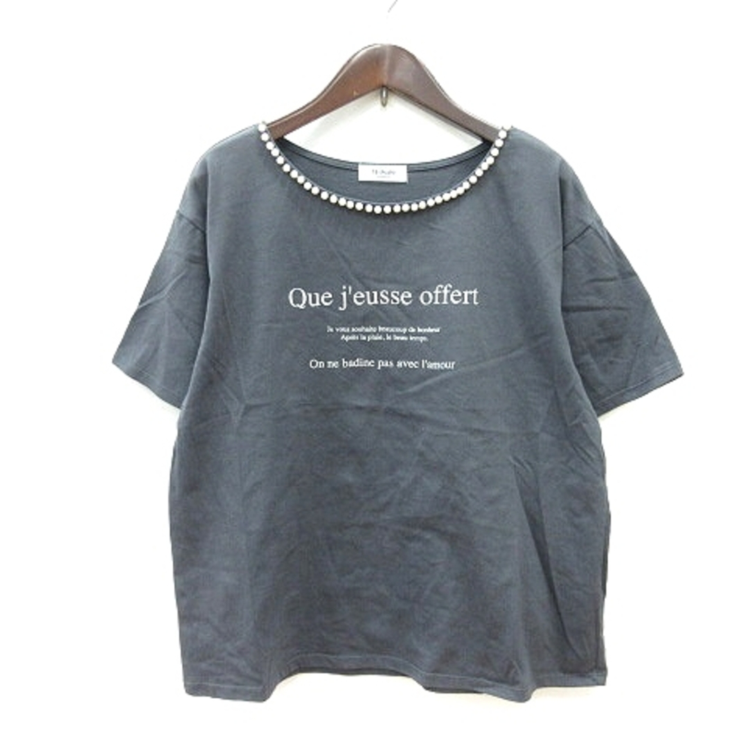 Techichi(テチチ)のテチチ カットソー Tシャツ クルーネック プリント 半袖 F グレー ■MO レディースのトップス(Tシャツ(半袖/袖なし))の商品写真