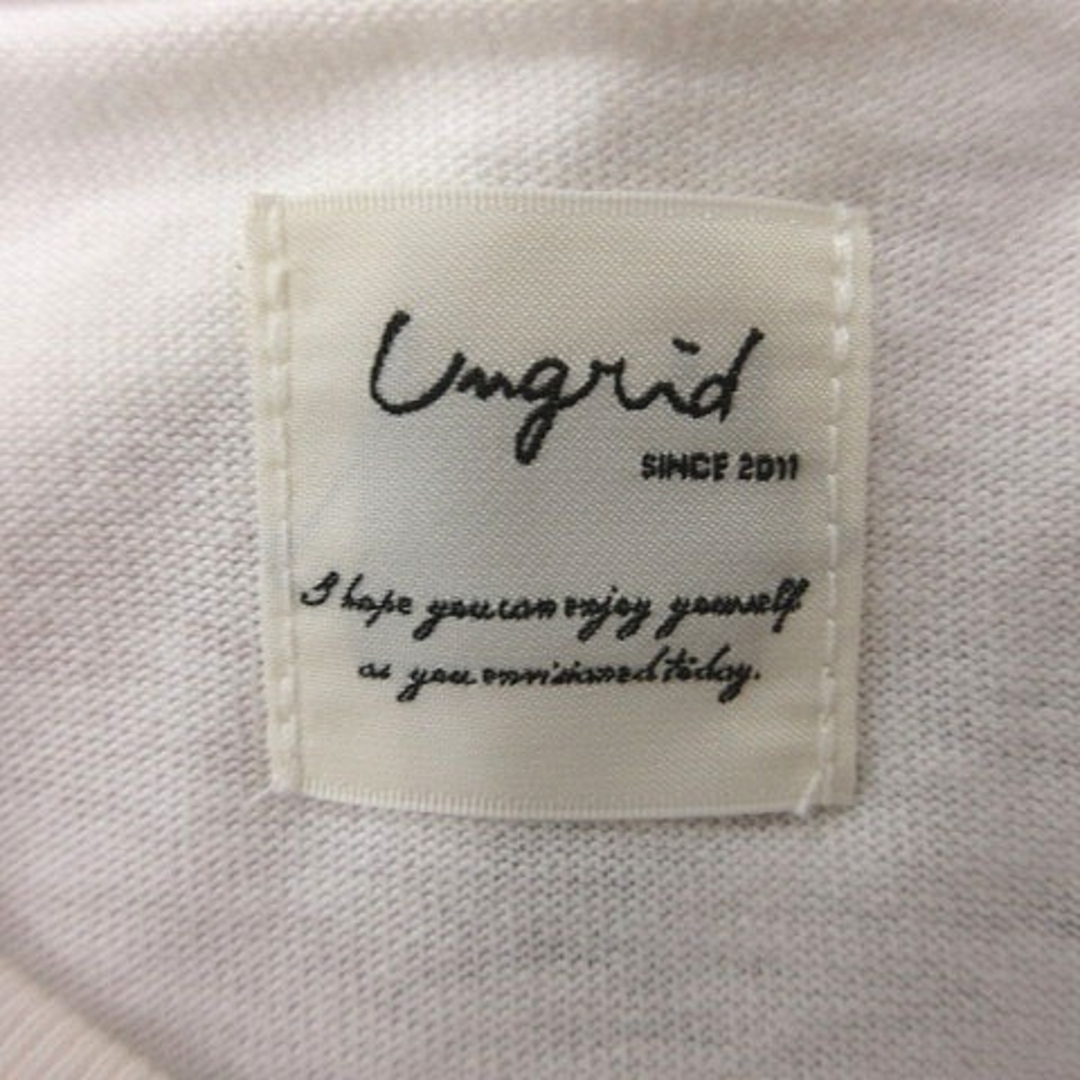 Ungrid(アングリッド)のアングリッド Tシャツ カットソー クルーネック プリント 五分袖 F 白 青 レディースのトップス(その他)の商品写真