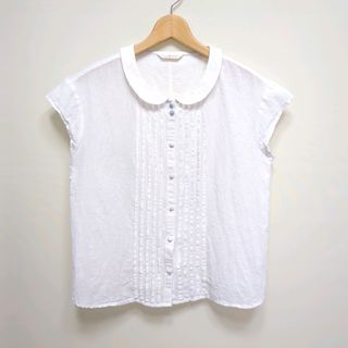 チャイルドウーマン(CHILD WOMAN)のCHILD WOMAN リネンコットン フレンチスリーブ ラウンドカラー シャツ(シャツ/ブラウス(半袖/袖なし))