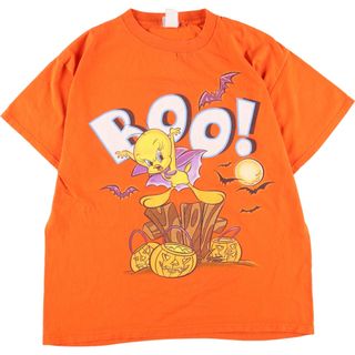 古着 00年代 ルーニーテューンズ LOONEY TUNES TWEETY トゥイーティー ハロウィン柄 キャラクタープリントTシャツ メンズL /eaa345975(Tシャツ/カットソー(半袖/袖なし))