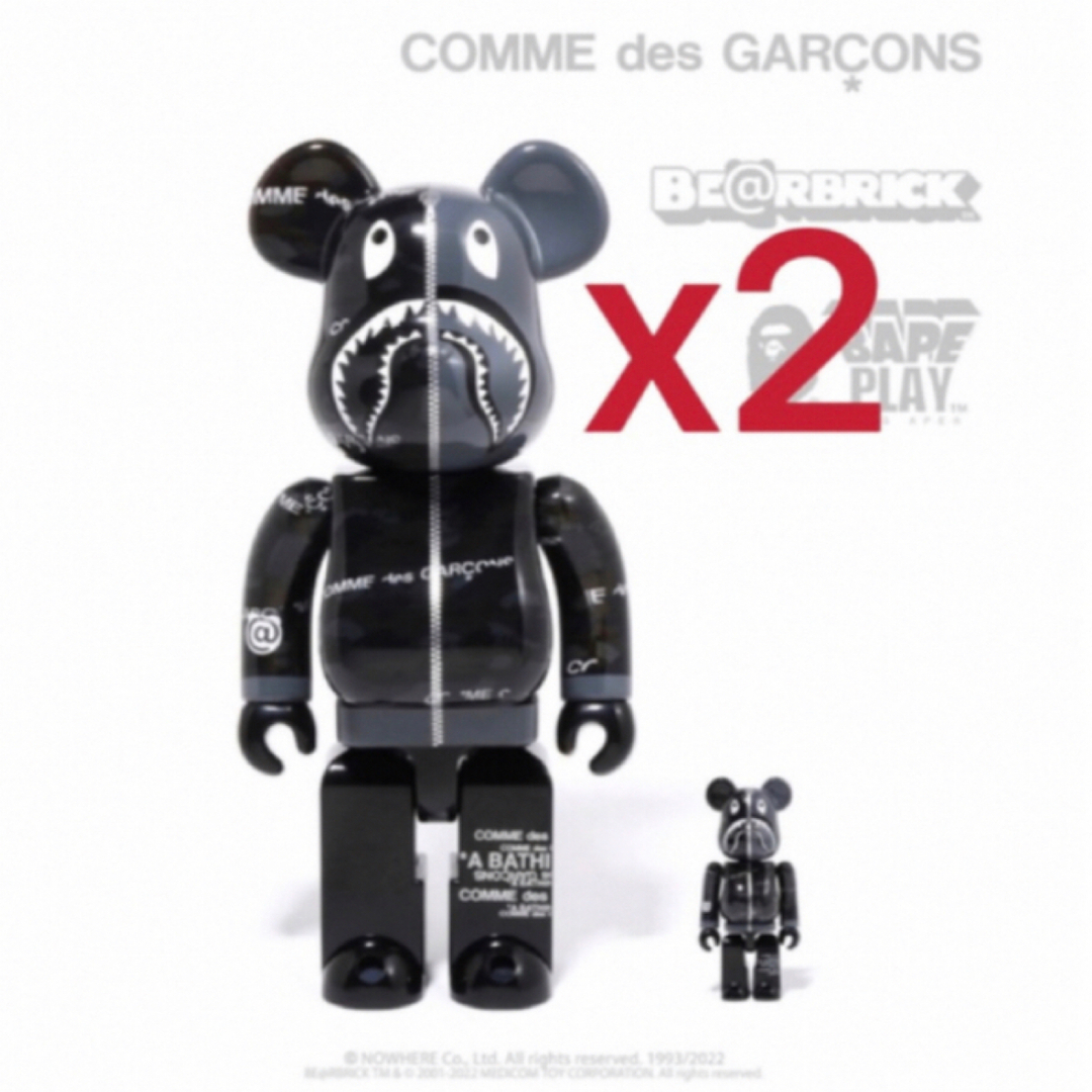 BE@RBRICK BAPE CDG CAMO SHARK 100% 400%