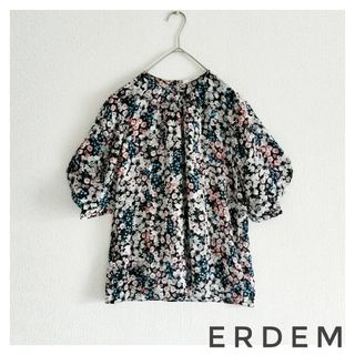 Erdem - ERDEM フラワープリントネックギャザーシルクブラウス