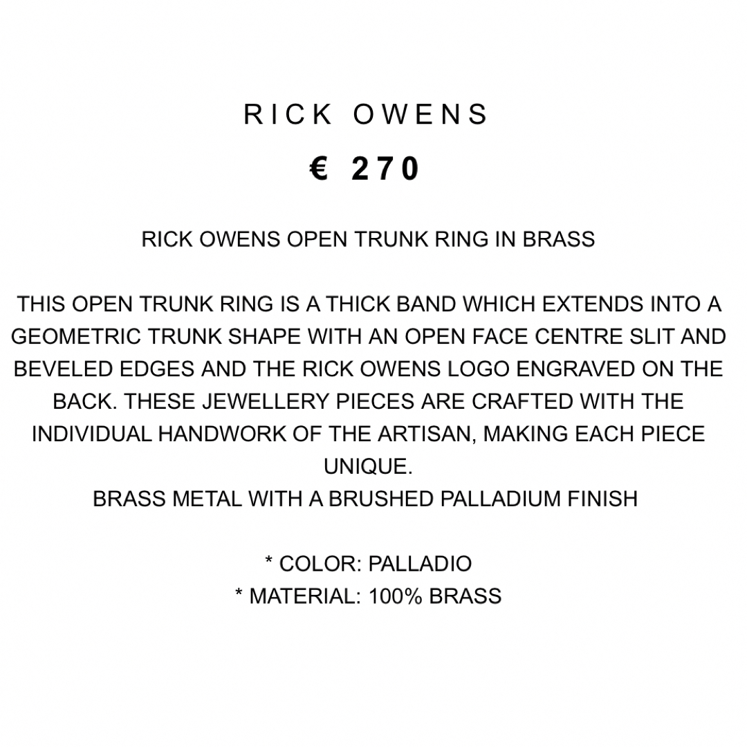 Rick Owens(リックオウエンス)の新品未使用 RICK OWENS OPEN TRUNK RING 54 メンズのアクセサリー(リング(指輪))の商品写真