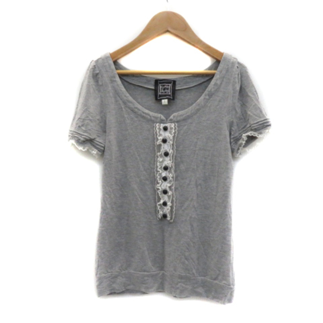 Cynthia Rowley(シンシアローリー)のシンシアローリー Tシャツ カットソー 半袖 レース ビーズ 2 グレー レディースのトップス(Tシャツ(半袖/袖なし))の商品写真