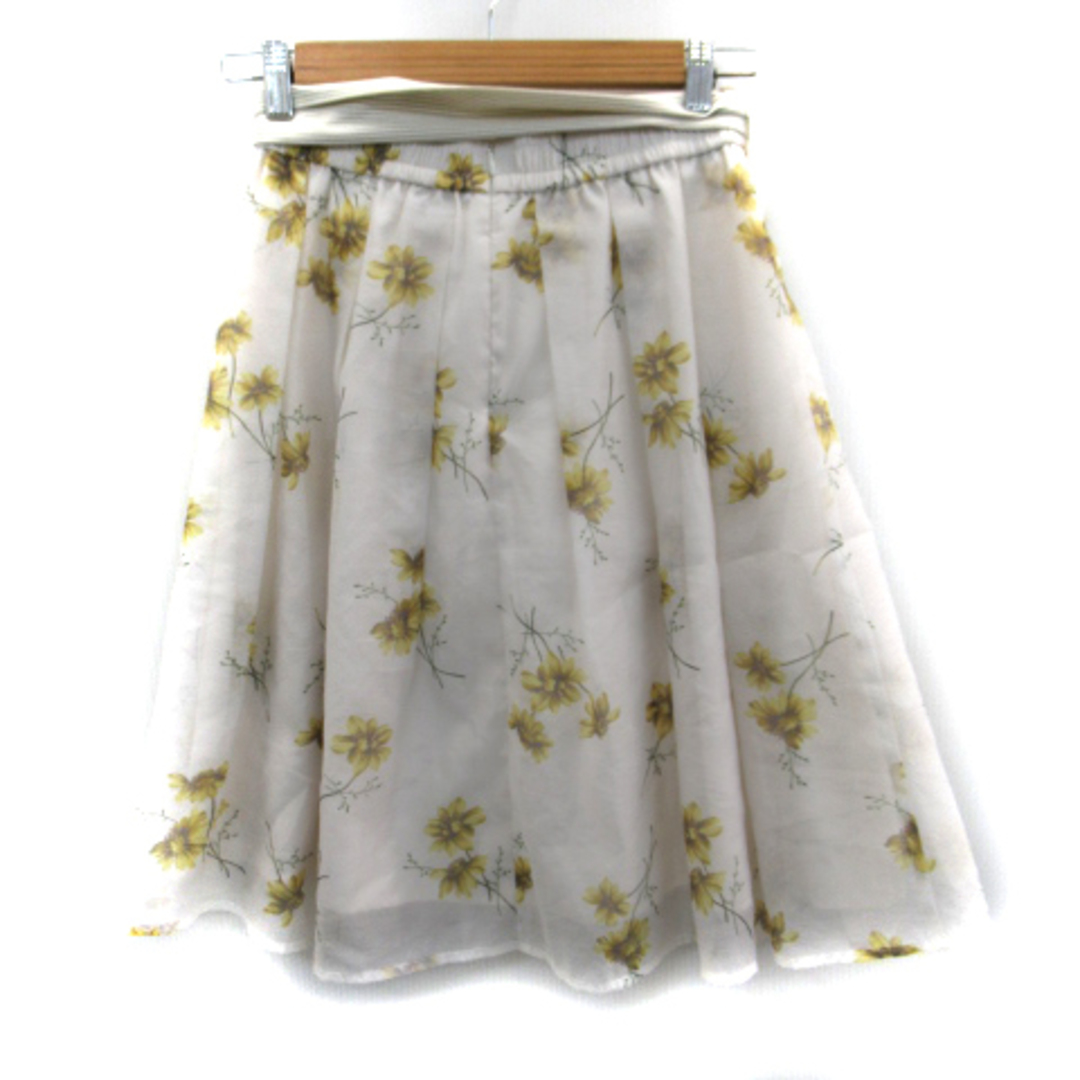 JILL by JILLSTUART(ジルバイジルスチュアート)のジルバイジルスチュアート フレアスカート 花柄 リボン M アイボリー ■MO レディースのスカート(ひざ丈スカート)の商品写真