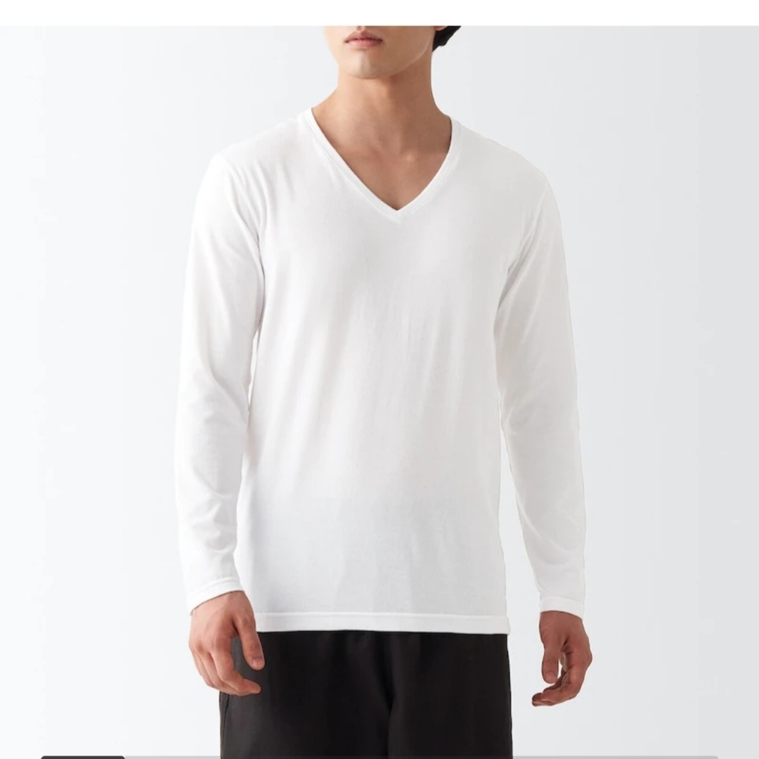 MUJI (無印良品)(ムジルシリョウヒン)の新品！[無印良品] インナートップス 綿であったか Vネック長袖Tシャツ メンズ メンズのトップス(Tシャツ/カットソー(七分/長袖))の商品写真