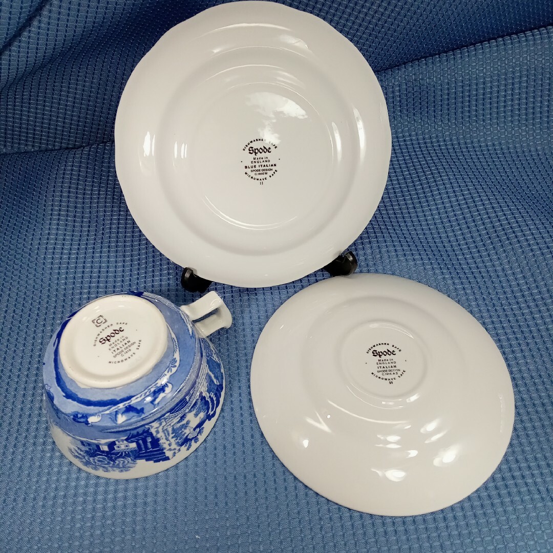 英国製スポード SPODE ブルーイタリアン ティートリオ