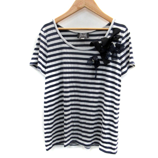 シンシアローリー(Cynthia Rowley)のシンシアローリー Tシャツ カットソー ボーダー柄 フェイクパール 2 紺(Tシャツ(半袖/袖なし))