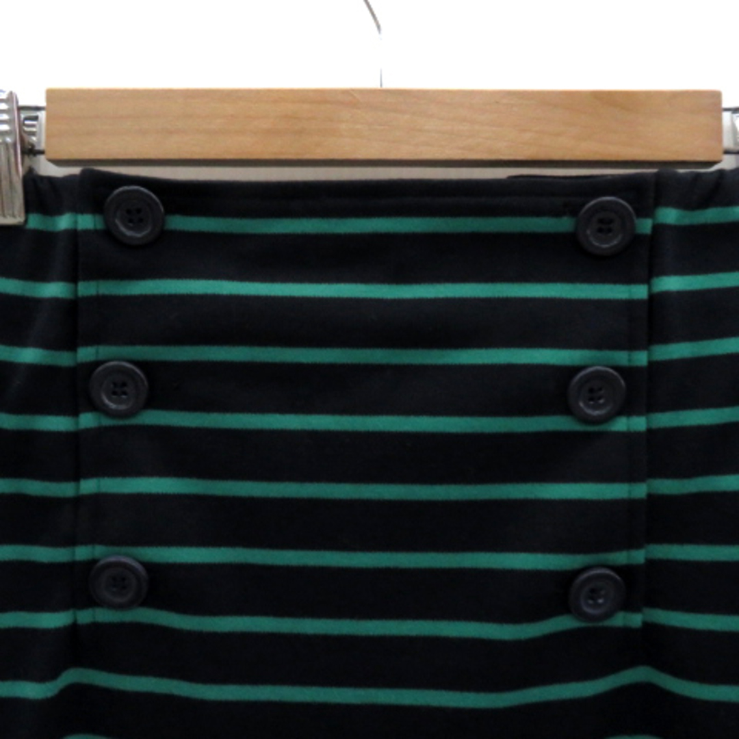 Techichi(テチチ)のテチチ タイトスカート ミモレ丈 ボーダー柄 M 紺 ネイビー 緑 グリーン  レディースのスカート(ひざ丈スカート)の商品写真