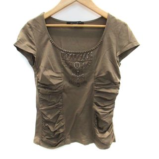 マテリア(MATERIA)のマテリア Tシャツ カットソー 半袖 ラウンドネック ビジュー 38 ブラウン(その他)