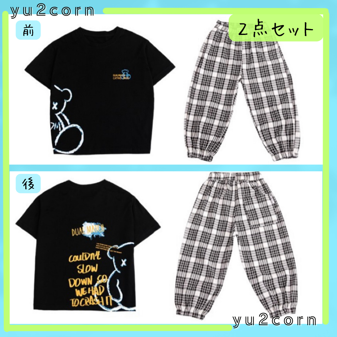 【100】セットアップ　Tシャツ　パンツ　お洒落　クマ　プリント　キッズ　男の子 キッズ/ベビー/マタニティのキッズ服男の子用(90cm~)(その他)の商品写真