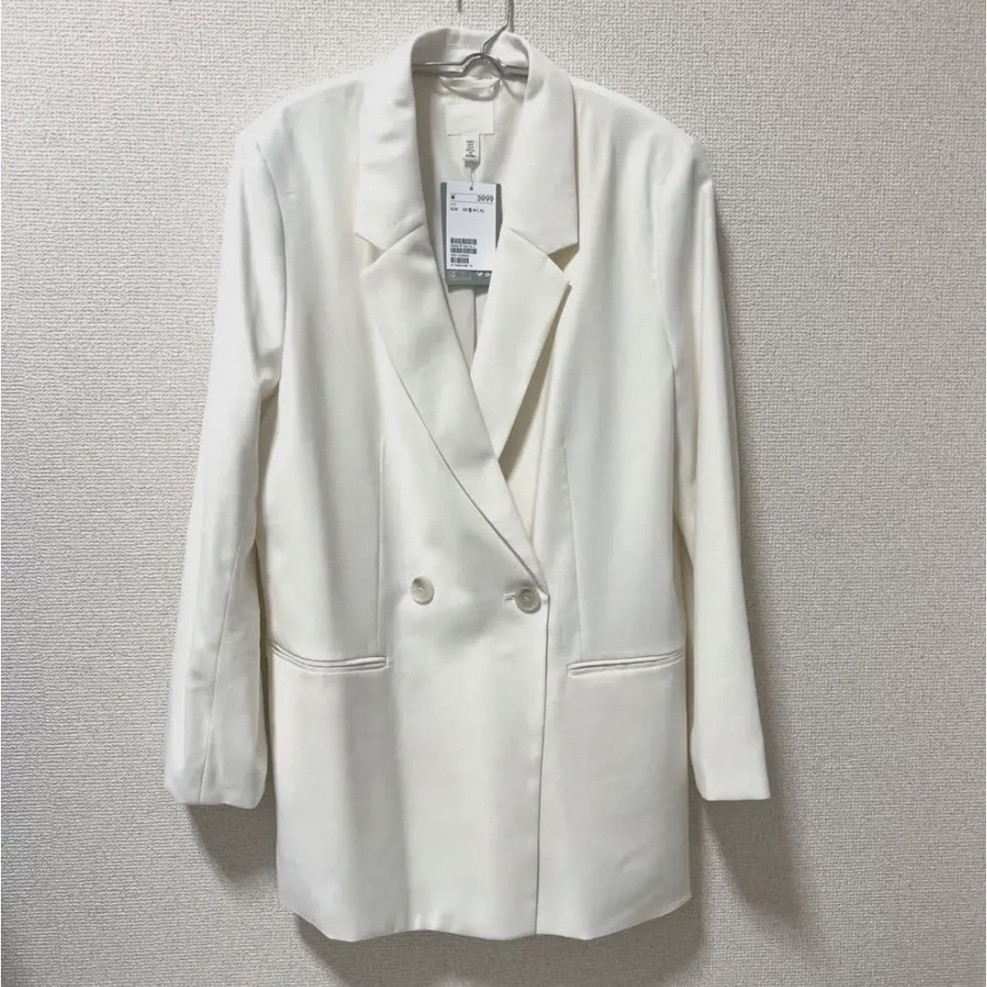 H&M - 新品タグ付き H&M ダブルブレストジャケット ホワイトの通販 by