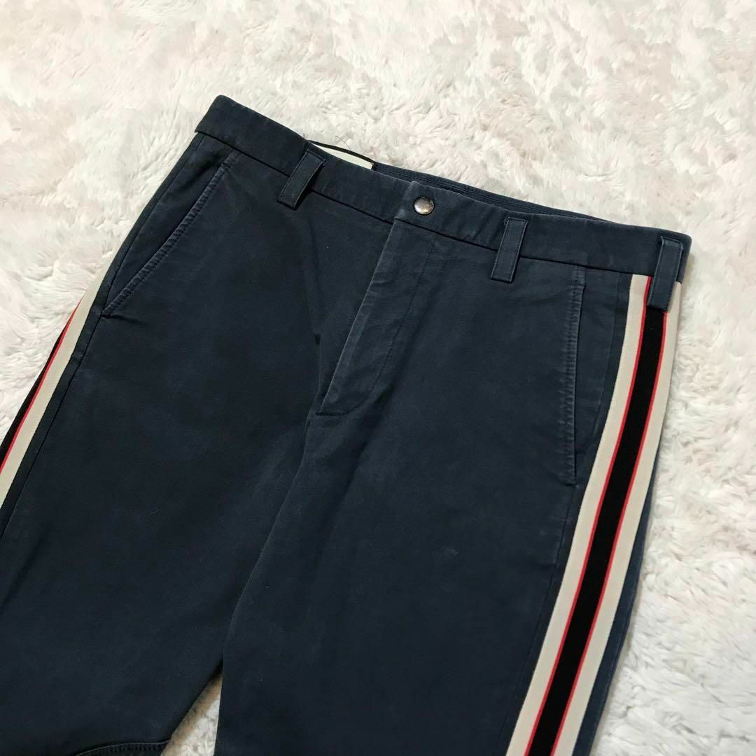 希少色】GUCCI ストライプ ギャバジン ストレッチパンツ サイドライン M-