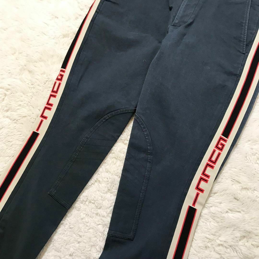希少色】GUCCI ストライプ ギャバジン ストレッチパンツ サイドライン M-