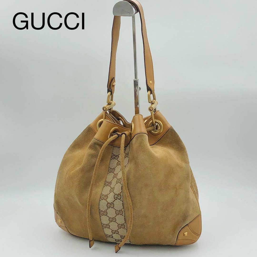 GUCCI トートバッグ　GGキャンバス　スエード　ホースビット金具　巾着　レア | フリマアプリ ラクマ