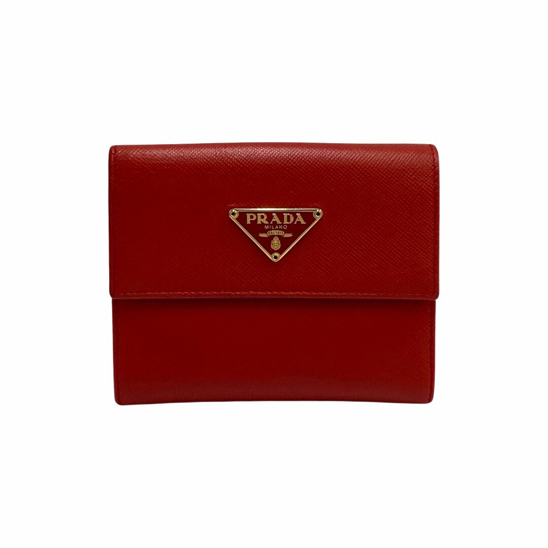 PRADA - 極 美品 箱付 PRADA プラダ 三角ロゴ 金具 サフィアーノレザー