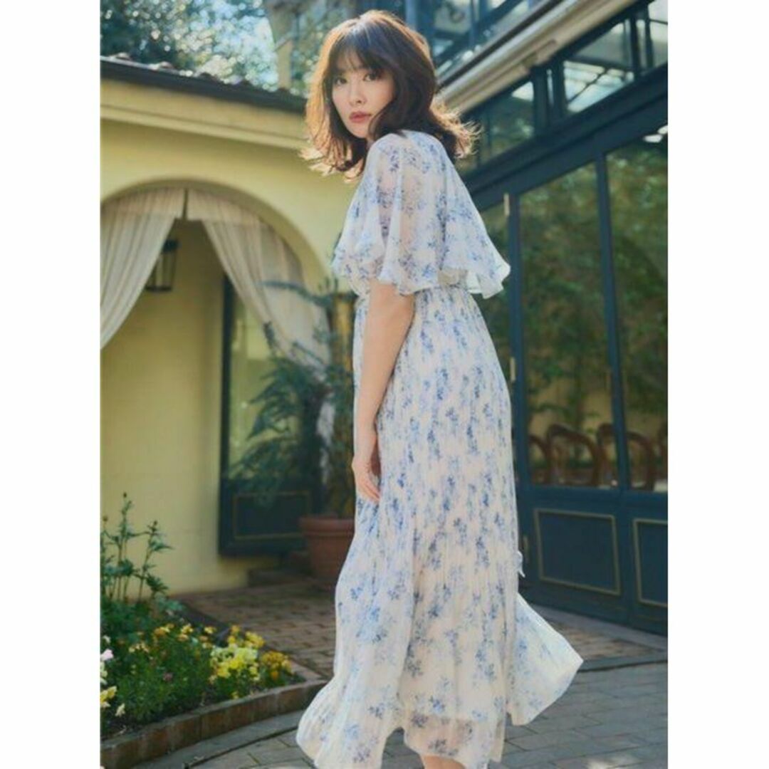 クーポン利用 花柄ワンピース L シフォン レディース ロング 大人 韓国