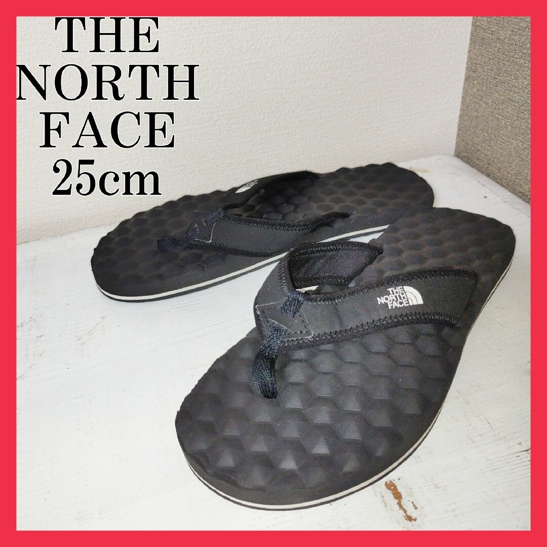 THE NORTH FACE(ザノースフェイス)のザノースフェイス トングサンダル ビーチサンダル 黒 ワンポイントロゴ 25cm メンズの靴/シューズ(ビーチサンダル)の商品写真