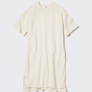 ユニクロ(UNIQLO)のユニクロ　クルーネックTワンピース　半袖　L(ロングワンピース/マキシワンピース)