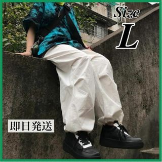 L スノーカモパンツ ワイドパンツ ユニセックス スノーパンツ 韓国 軍物 白(ワークパンツ/カーゴパンツ)